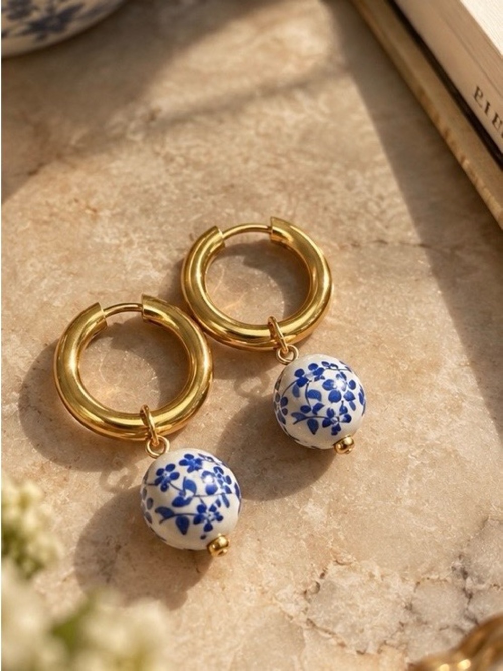 18k Gold Filled Polymer clay Handmade  Hoop Earrings for women